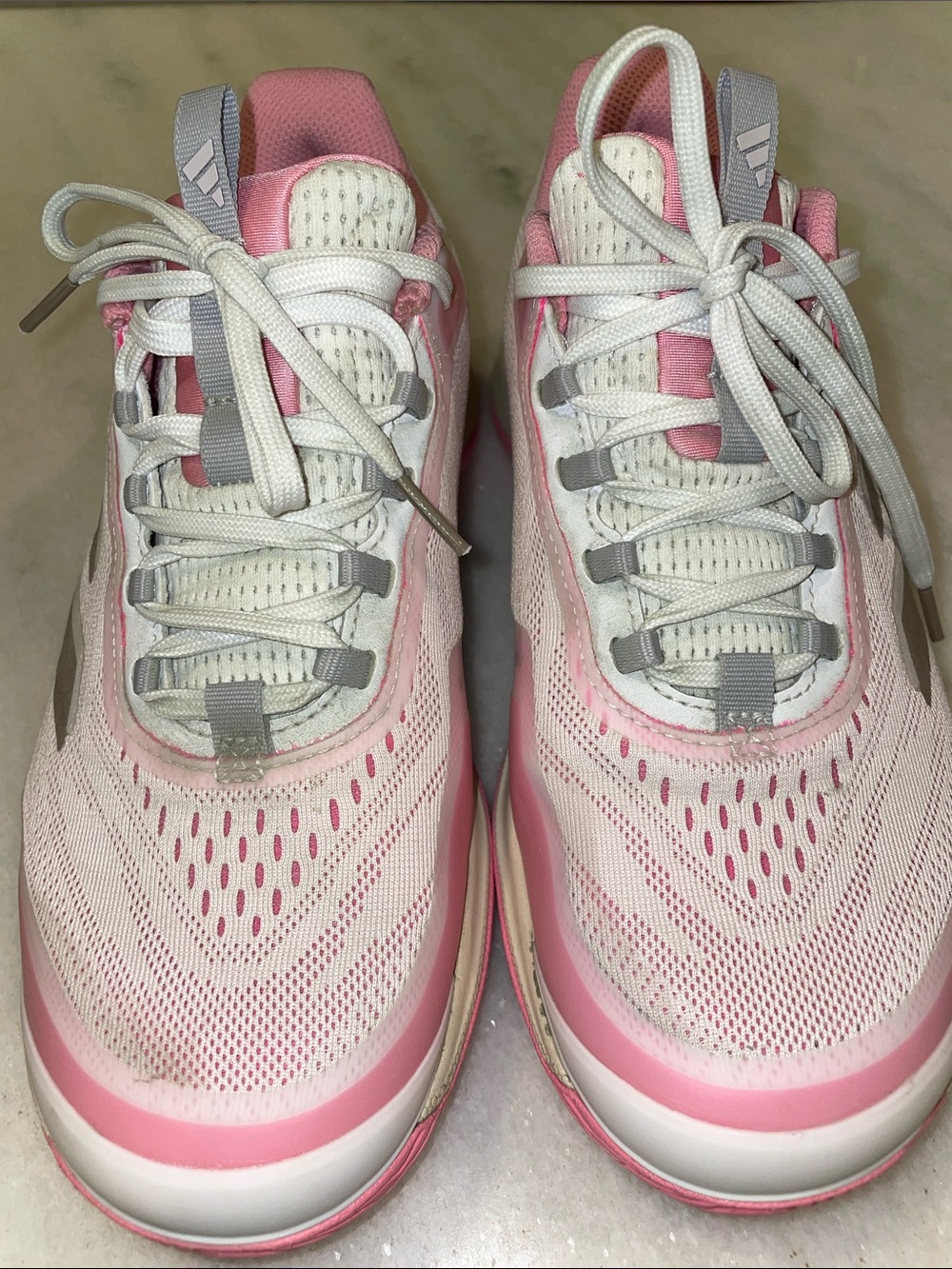 adidas Women's Pink and White Athletic Sneakers